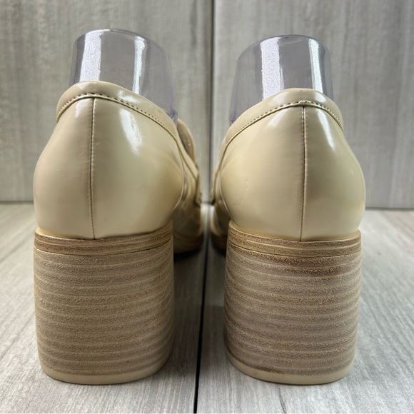 WORN 1x Nine West Avalia Cream Block Platform Heeled Loafer Women’s Size 9 - Picture 5 of 10